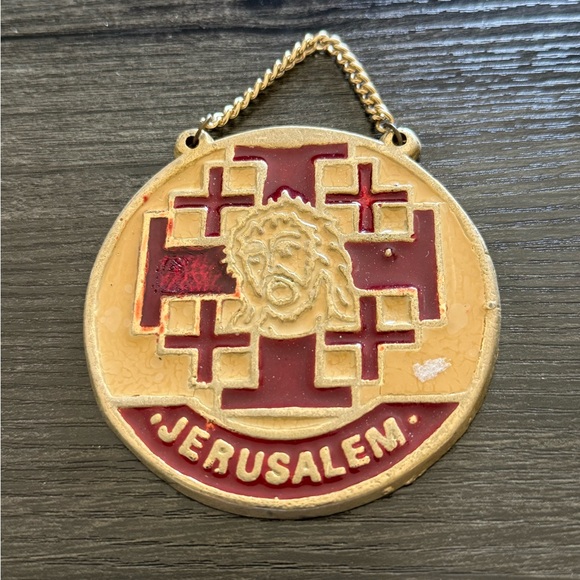 Holy Land Other - Jerusalem Wall Plaque Pendant - Jerusalem Cross. Red and Gold
